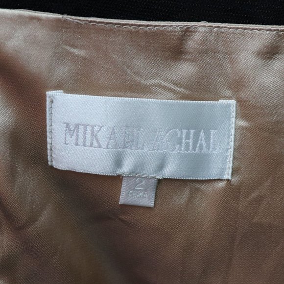 MIKAEL AGHAL Baby Doll LACE Bodice BLACK DRESS little Black Dress BOW Tie Size 2 - Picture 5 of 5